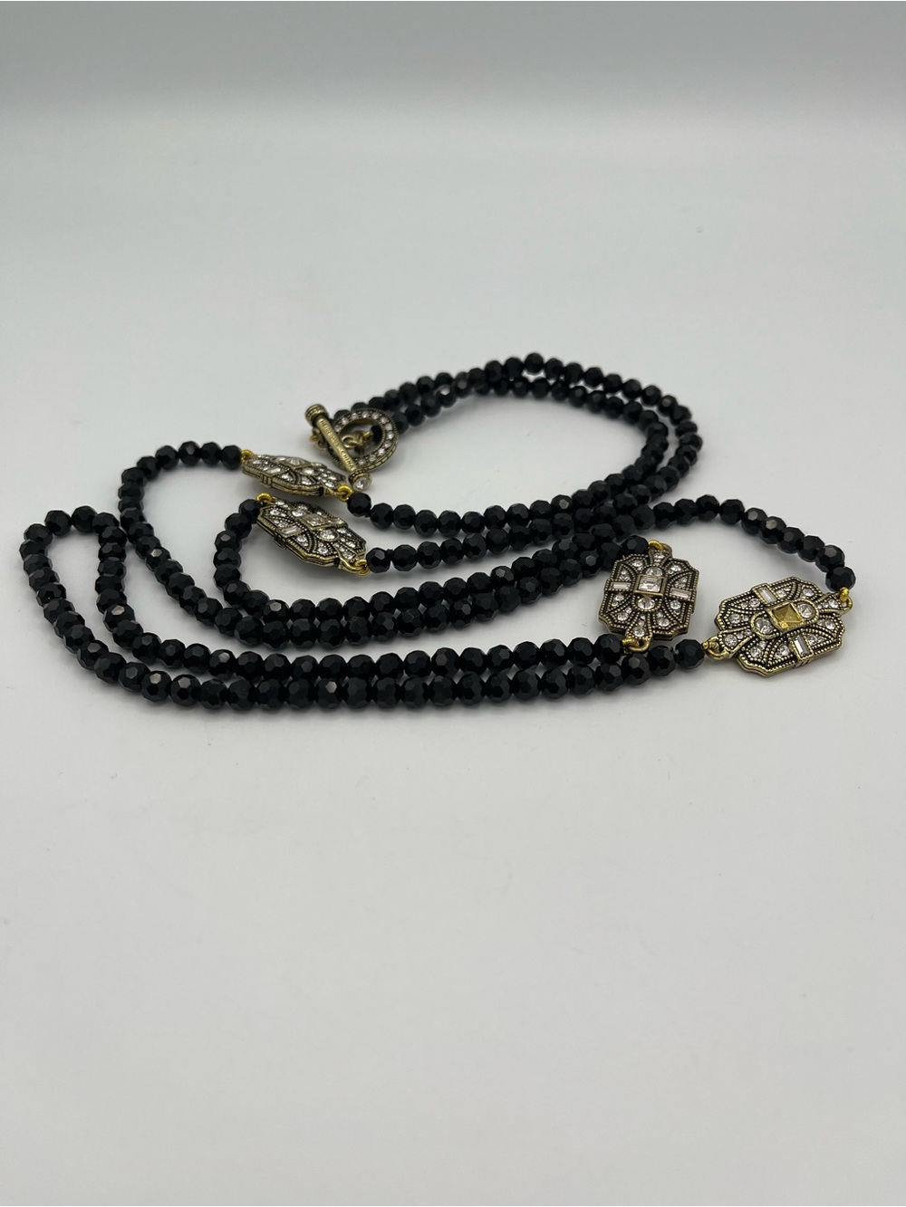 Signed Heidi Daus 48.5" Jet Black Beaded Long Station Necklace - Mint - Picture 4 of 5